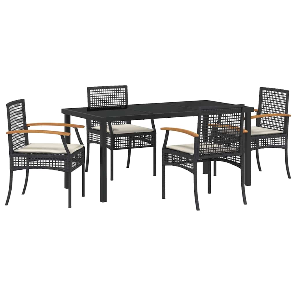Garden Dining Set 5 pcs Black Poly Rattan