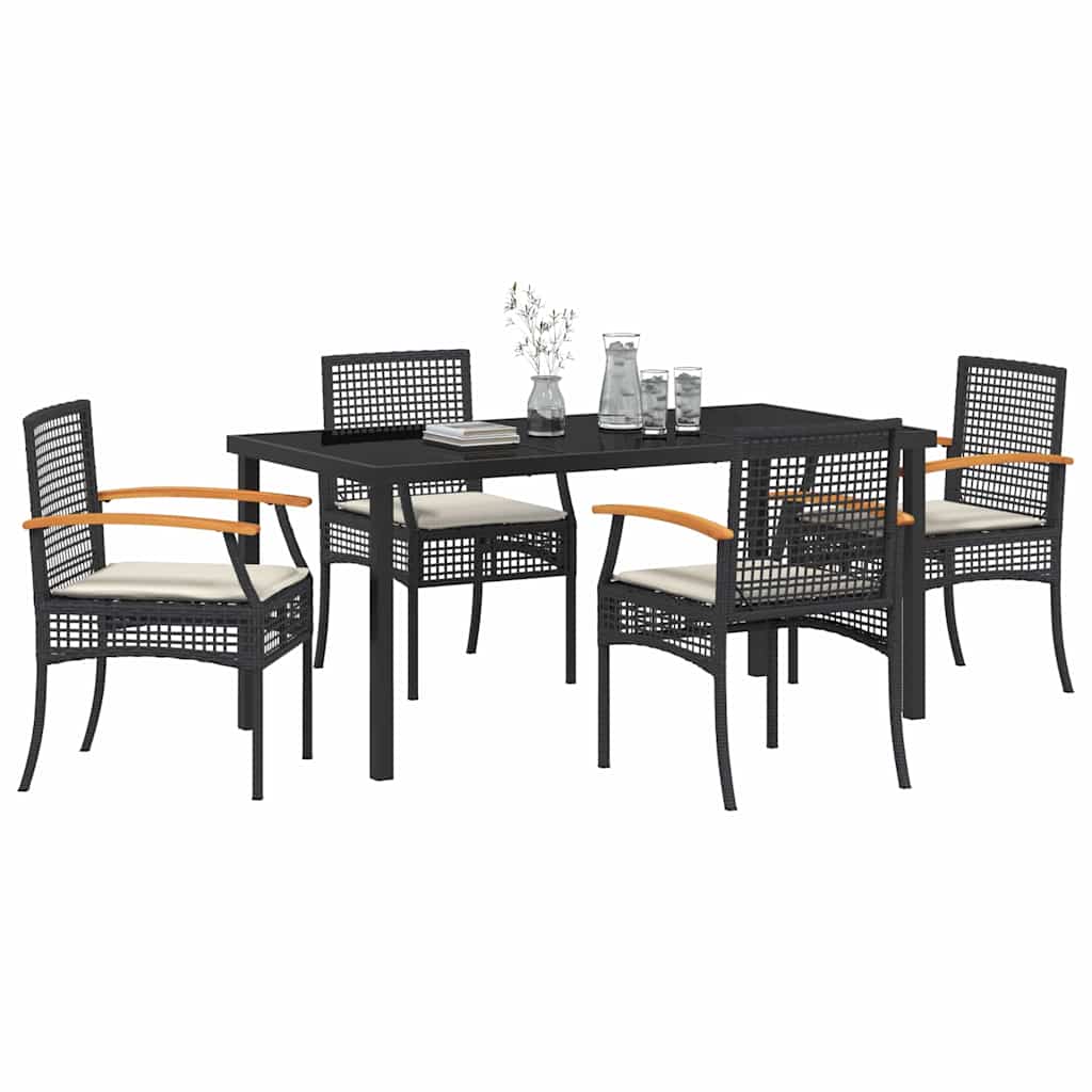 Garden Dining Set 5 pcs Black Poly Rattan
