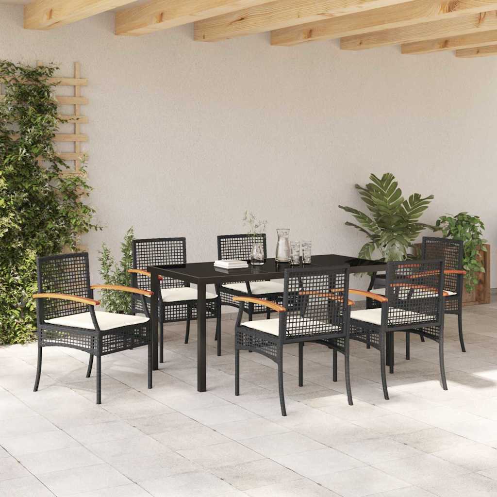 Garden Dining Set 7 pcs Black Poly Rattan