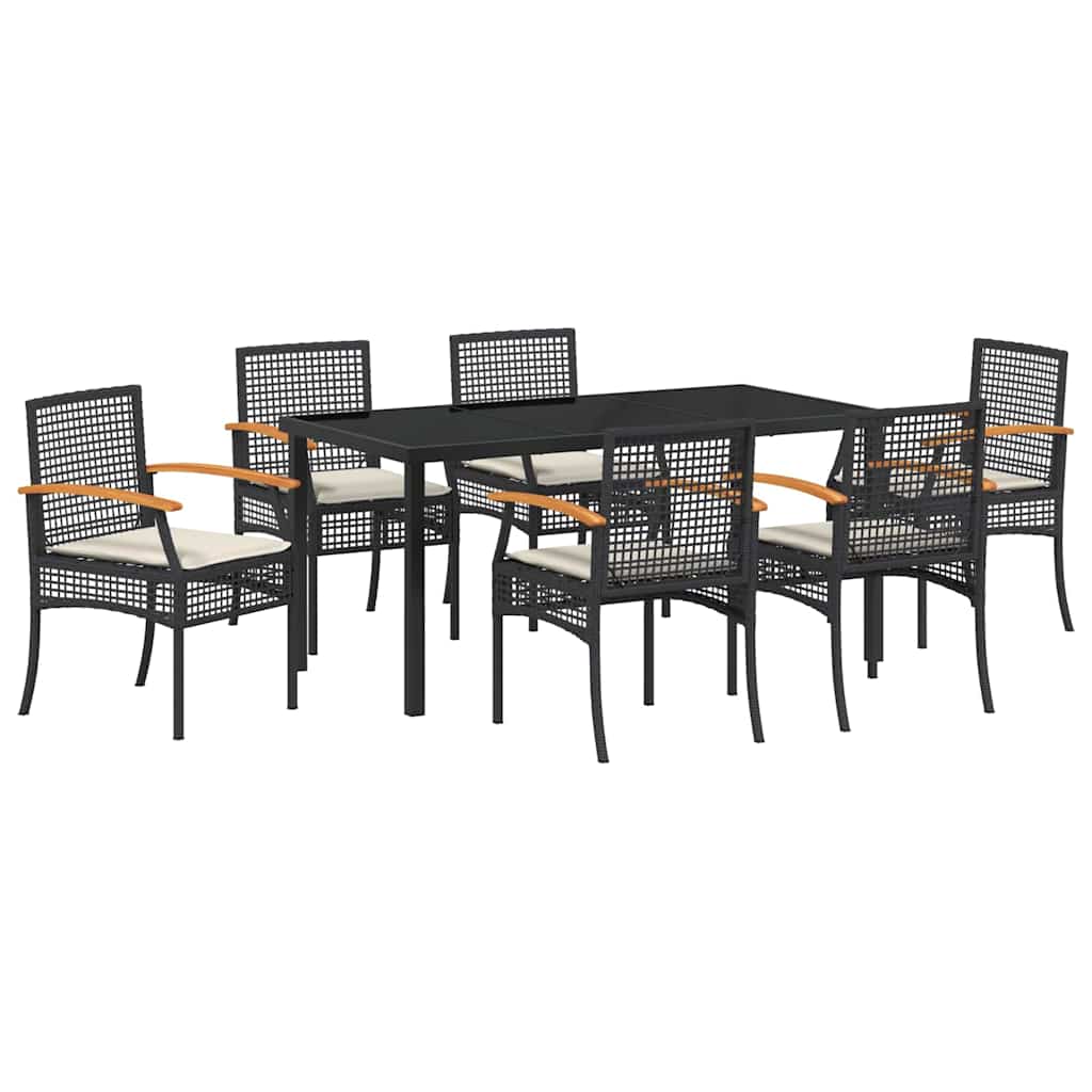 Garden Dining Set 7 pcs Black Poly Rattan