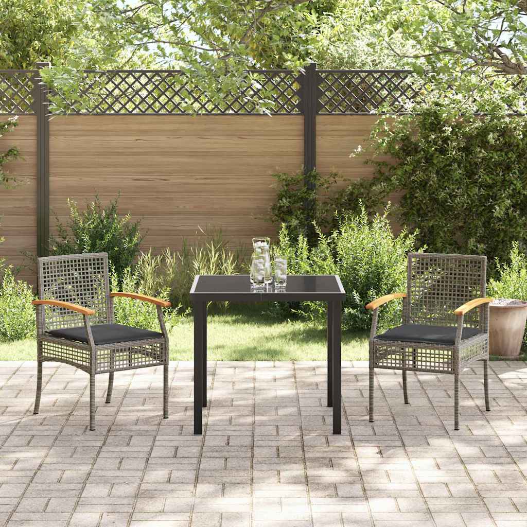 Garden Dining Set 3 pcs Grey Poly Rattan