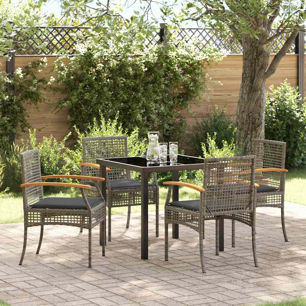 Garden Dining Set 5 pcs Grey Poly Rattan