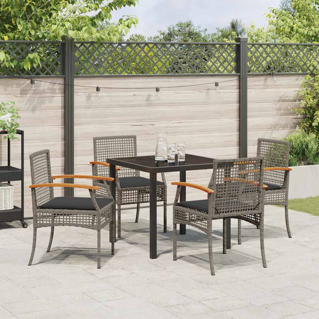 Garden Dining Set 5 pcs Grey Poly Rattan