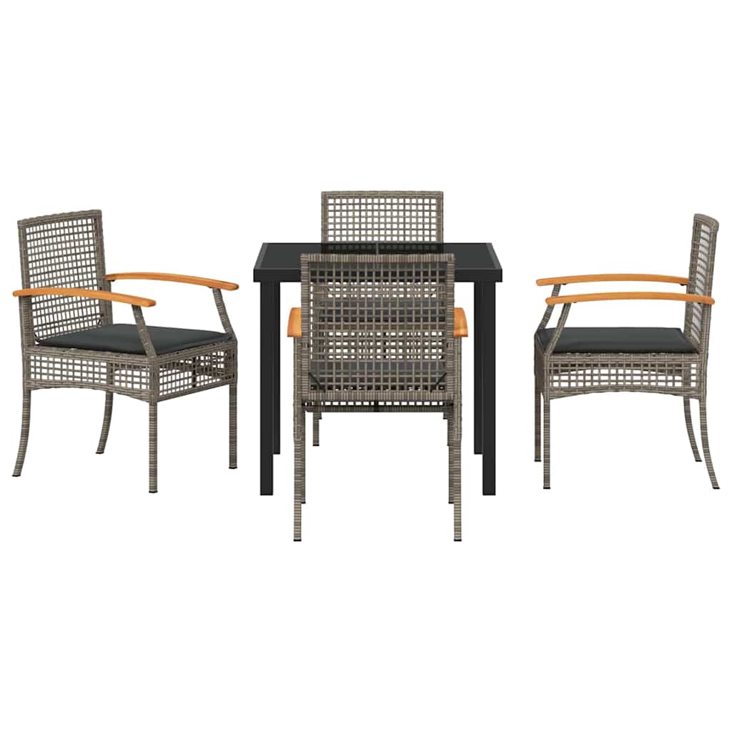 Garden Dining Set 5 pcs Grey Poly Rattan