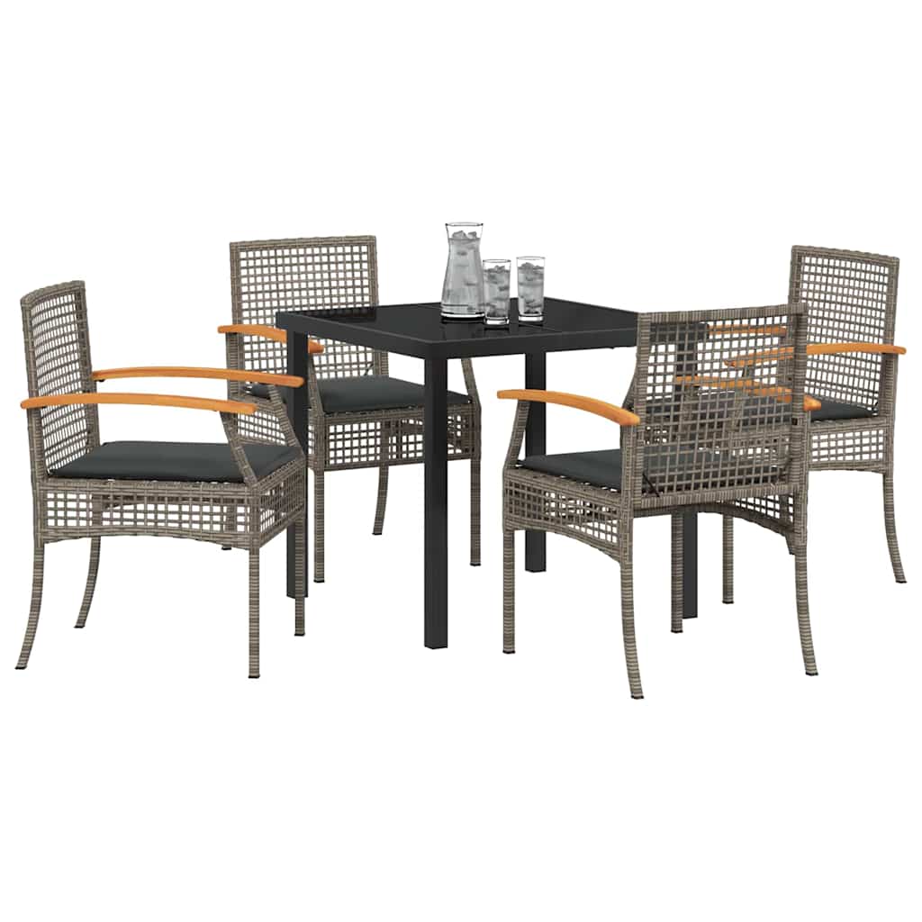 Garden Dining Set 5 pcs Grey Poly Rattan