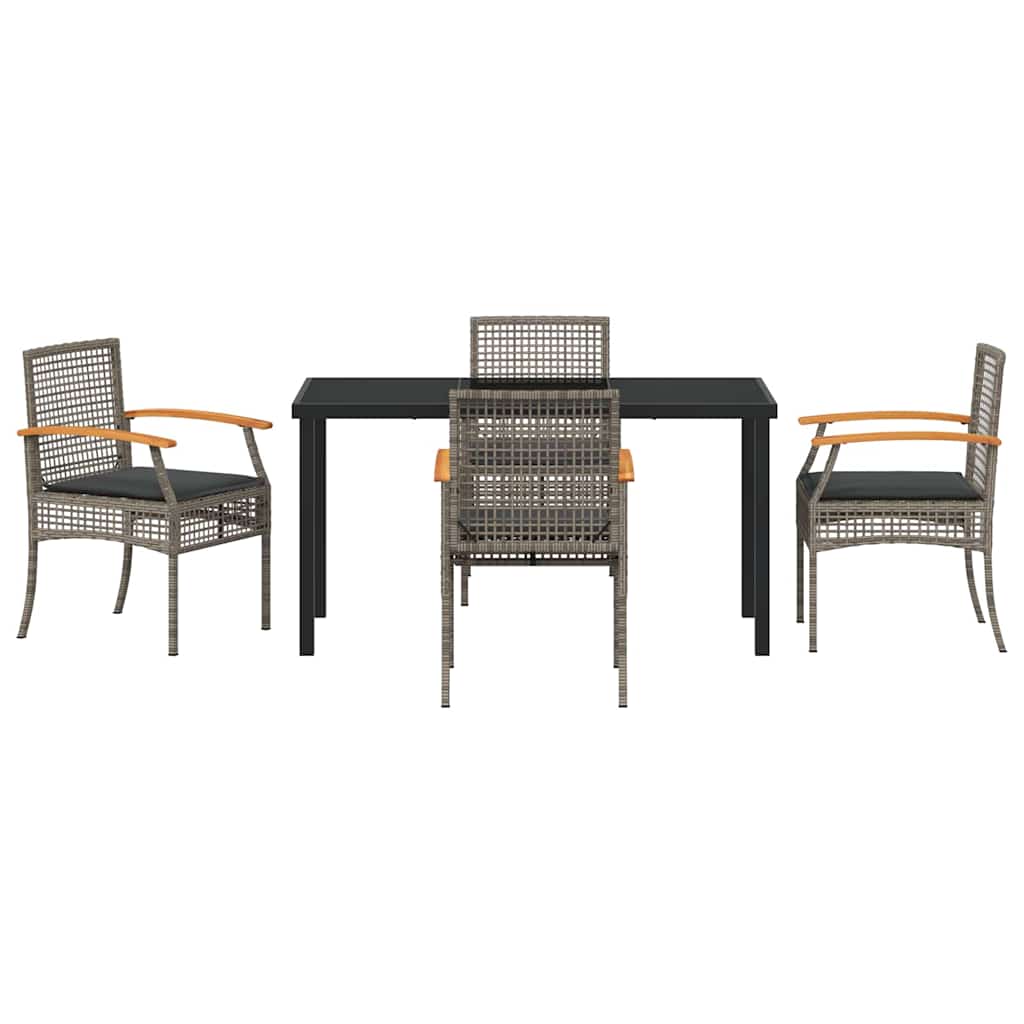 Garden Dining Set 5 pcs Grey Poly Rattan