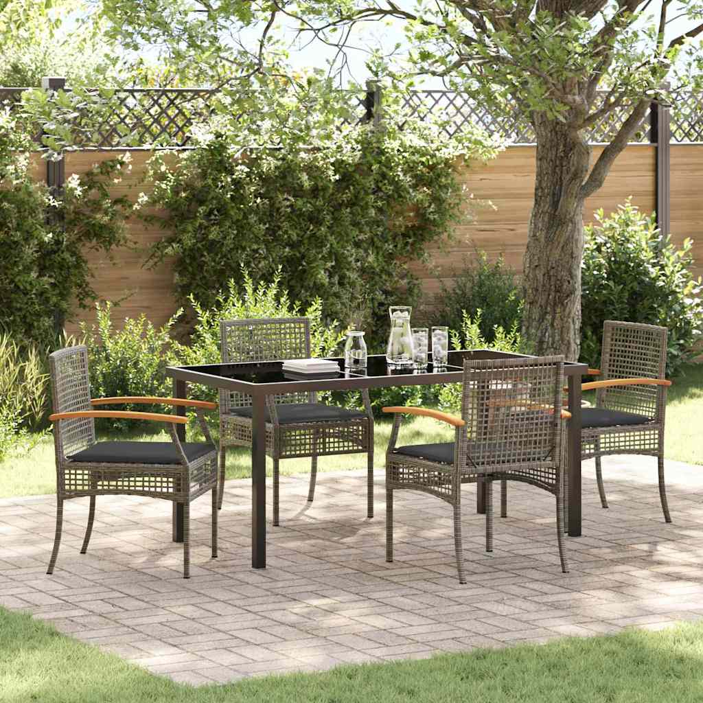Garden Dining Set 5 pcs Grey Poly Rattan