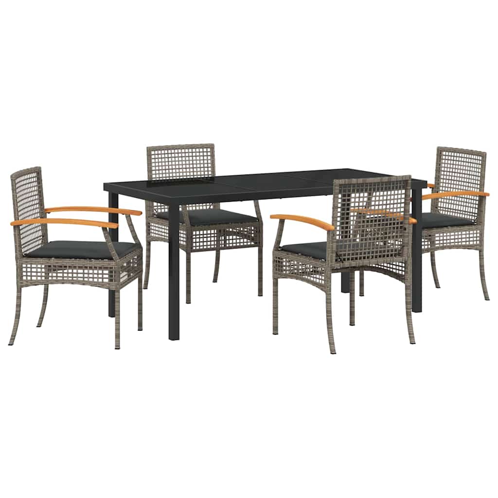 Garden Dining Set 5 pcs Grey Poly Rattan