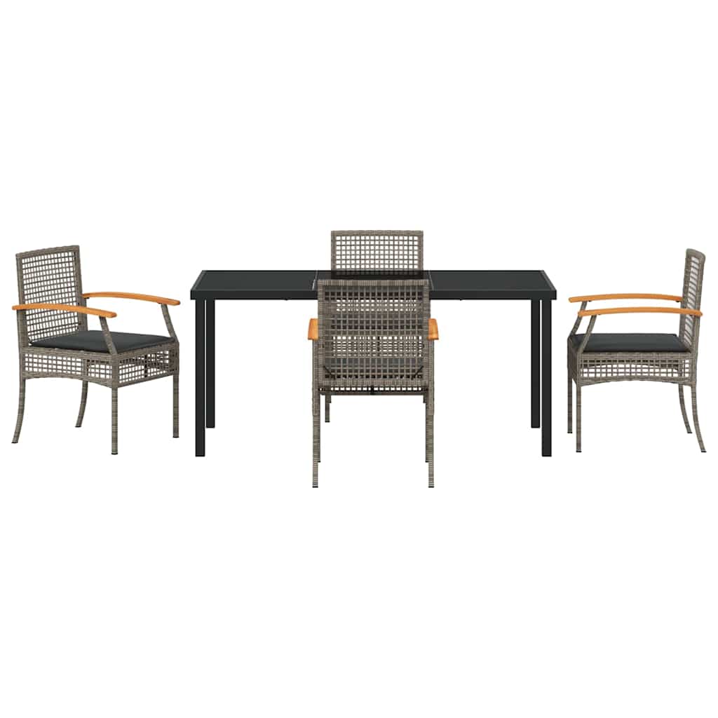 Garden Dining Set 5 pcs Grey Poly Rattan