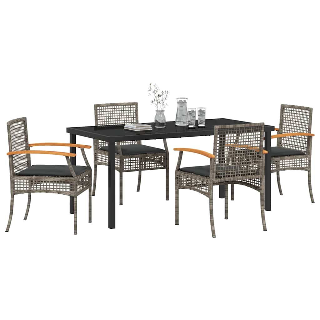 Garden Dining Set 5 pcs Grey Poly Rattan