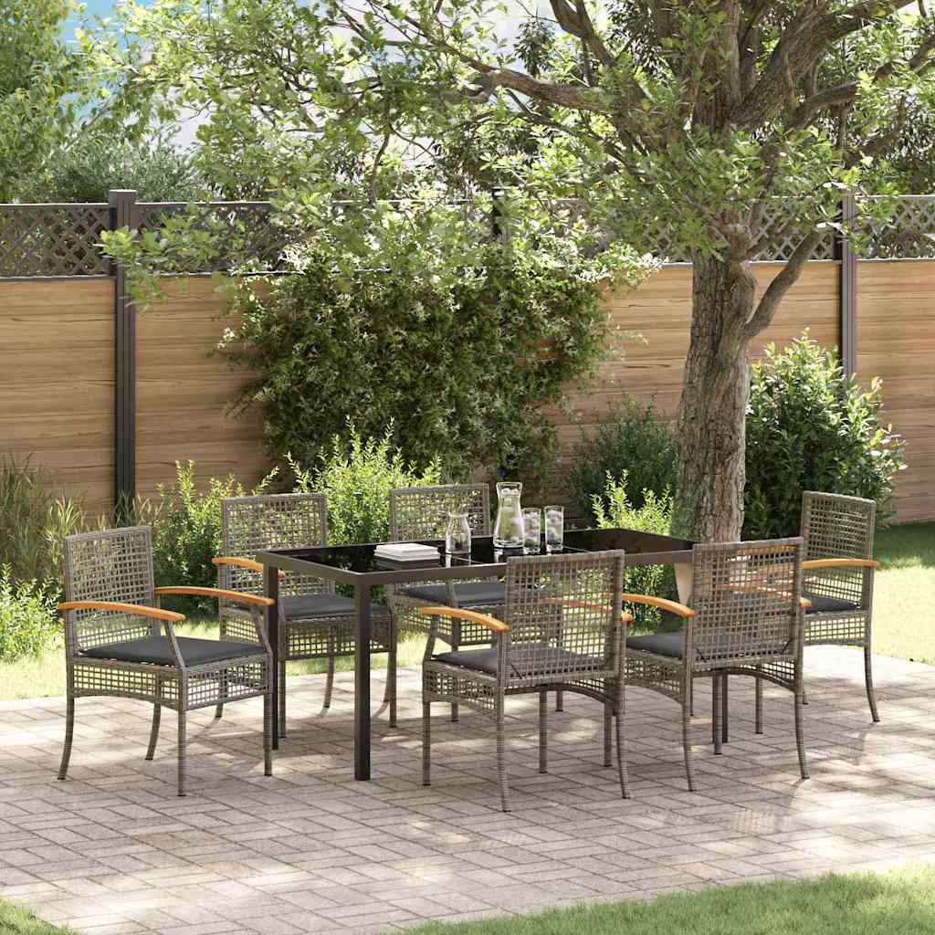 Garden Dining Set 7 pcs Grey Poly Rattan