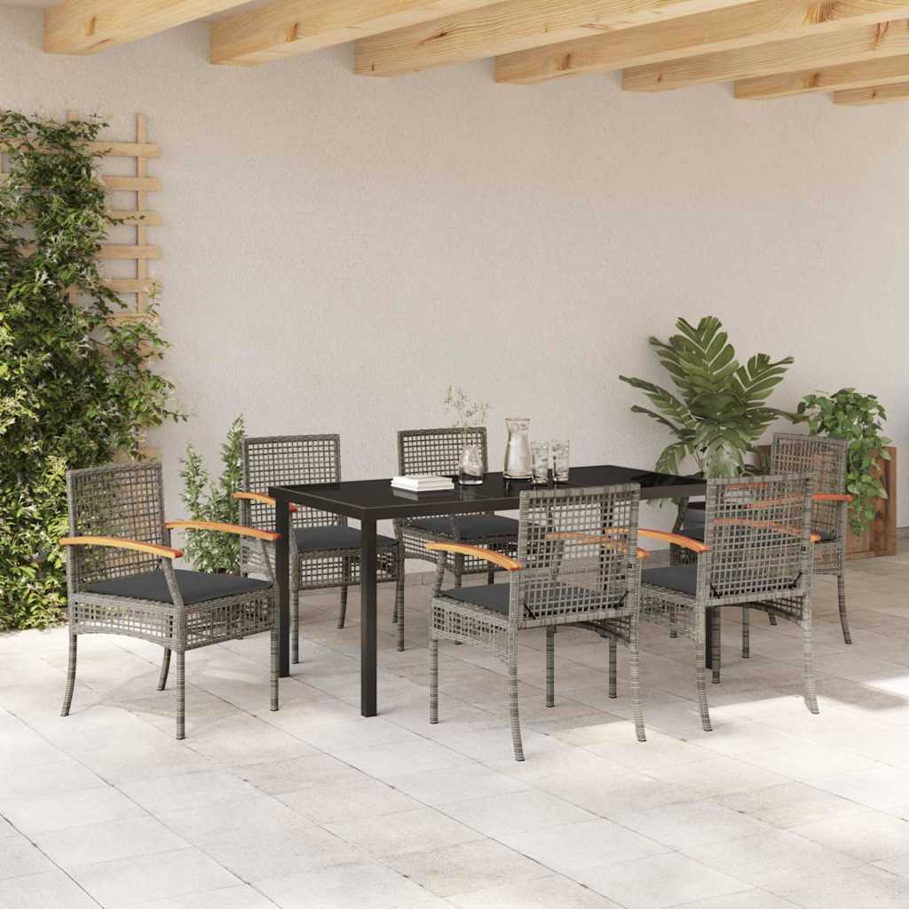 Garden Dining Set 7 pcs Grey Poly Rattan