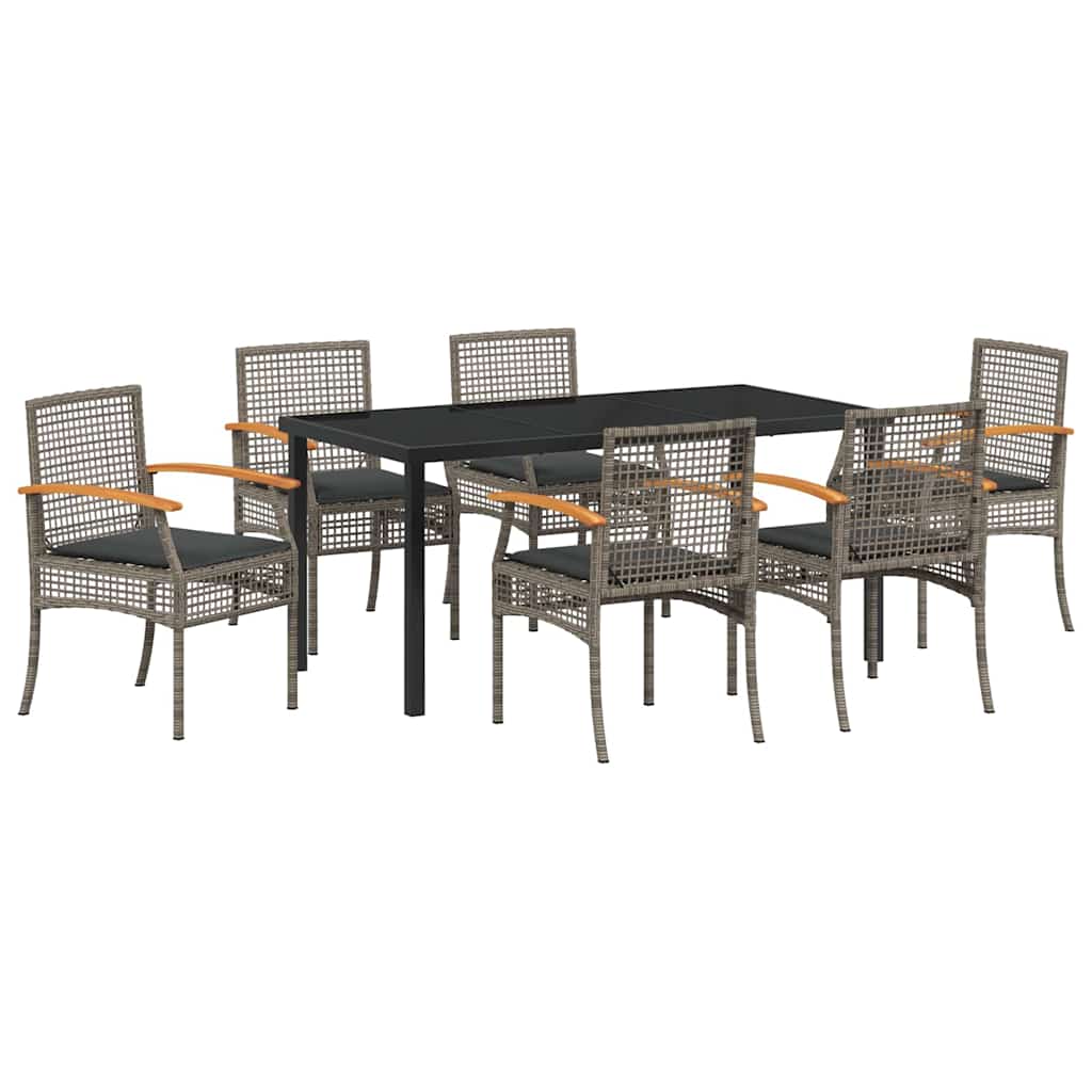 Garden Dining Set 7 pcs Grey Poly Rattan