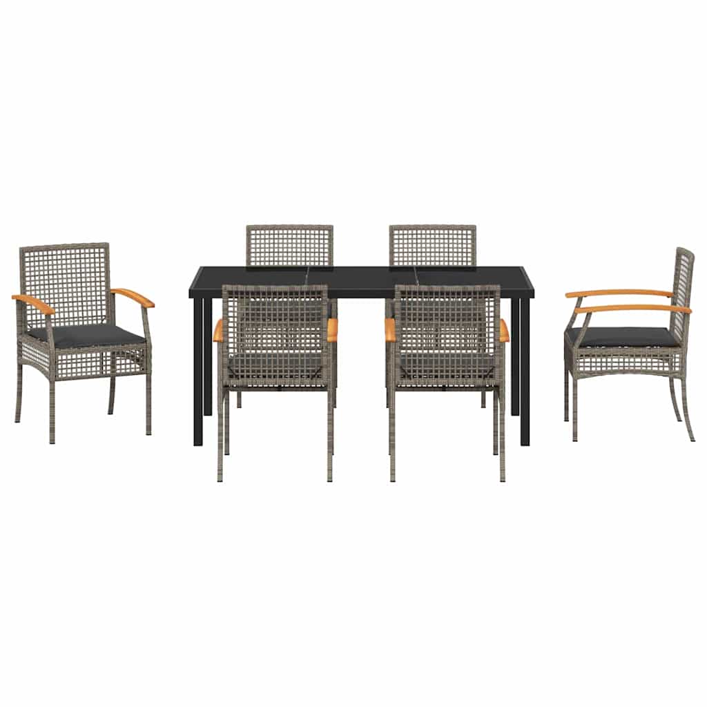 Garden Dining Set 7 pcs Grey Poly Rattan