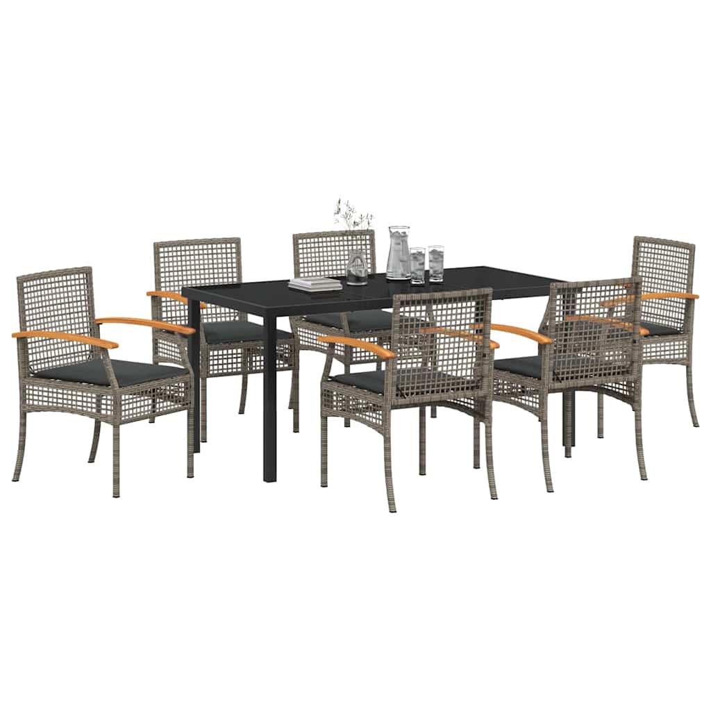 Garden Dining Set 7 pcs Grey Poly Rattan