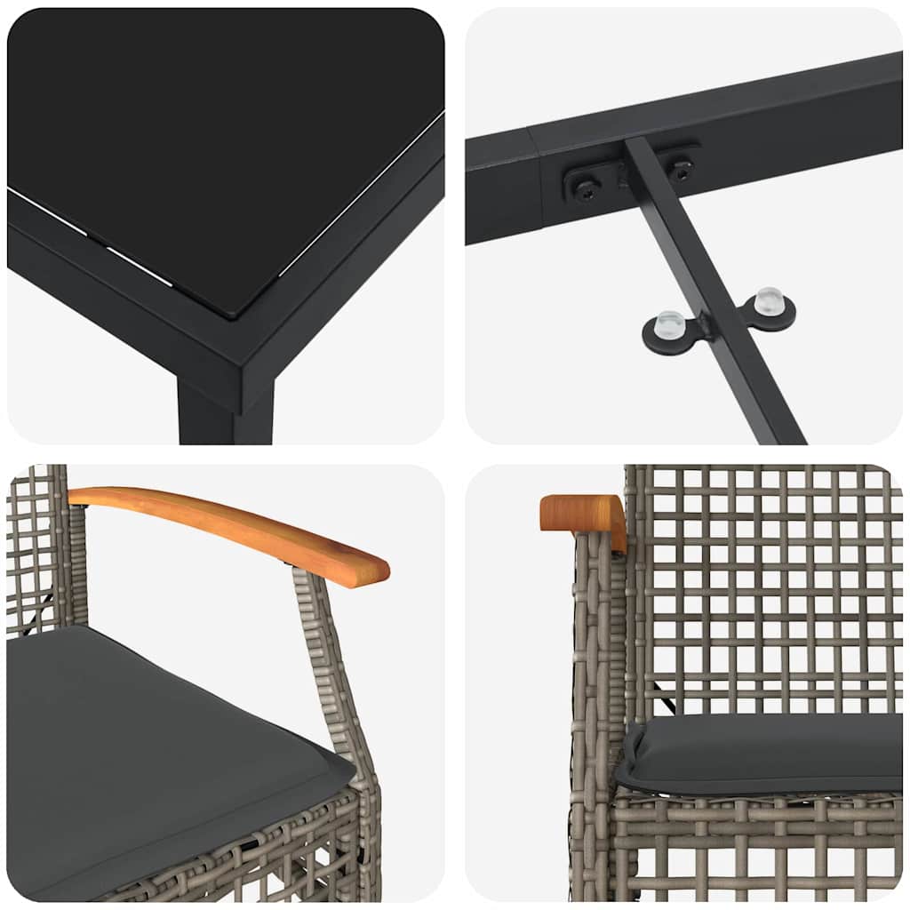 Garden Dining Set 9 pcs Grey Poly Rattan