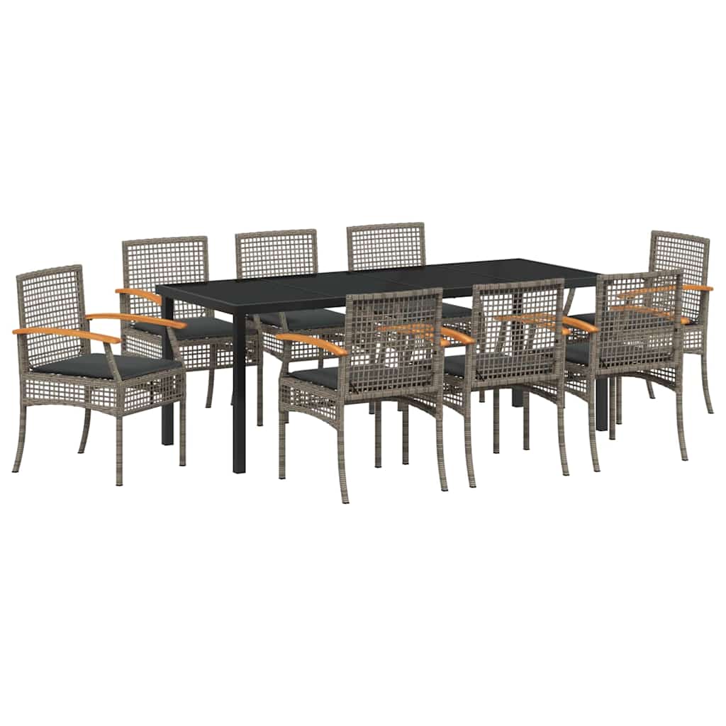 Garden Dining Set 9 pcs Grey Poly Rattan
