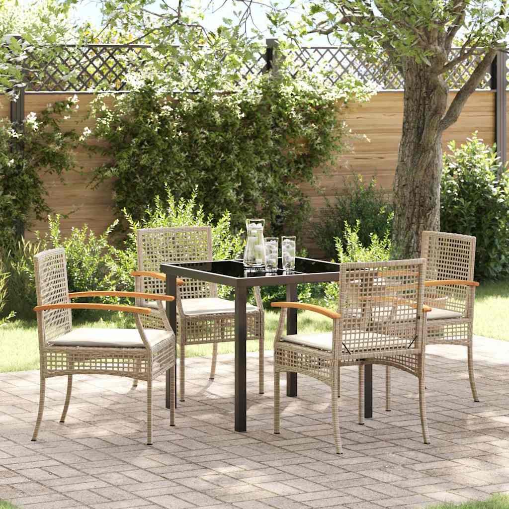 Garden Dining Set 5 pcs Beige Poly Rattan
