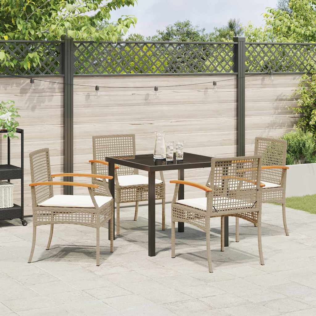 Garden Dining Set 5 pcs Beige Poly Rattan