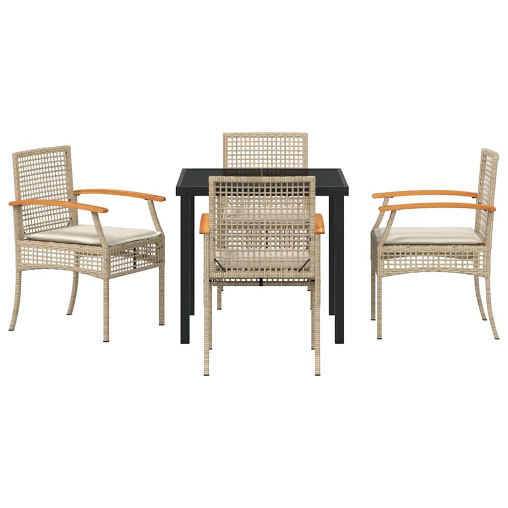 Garden Dining Set 5 pcs Beige Poly Rattan