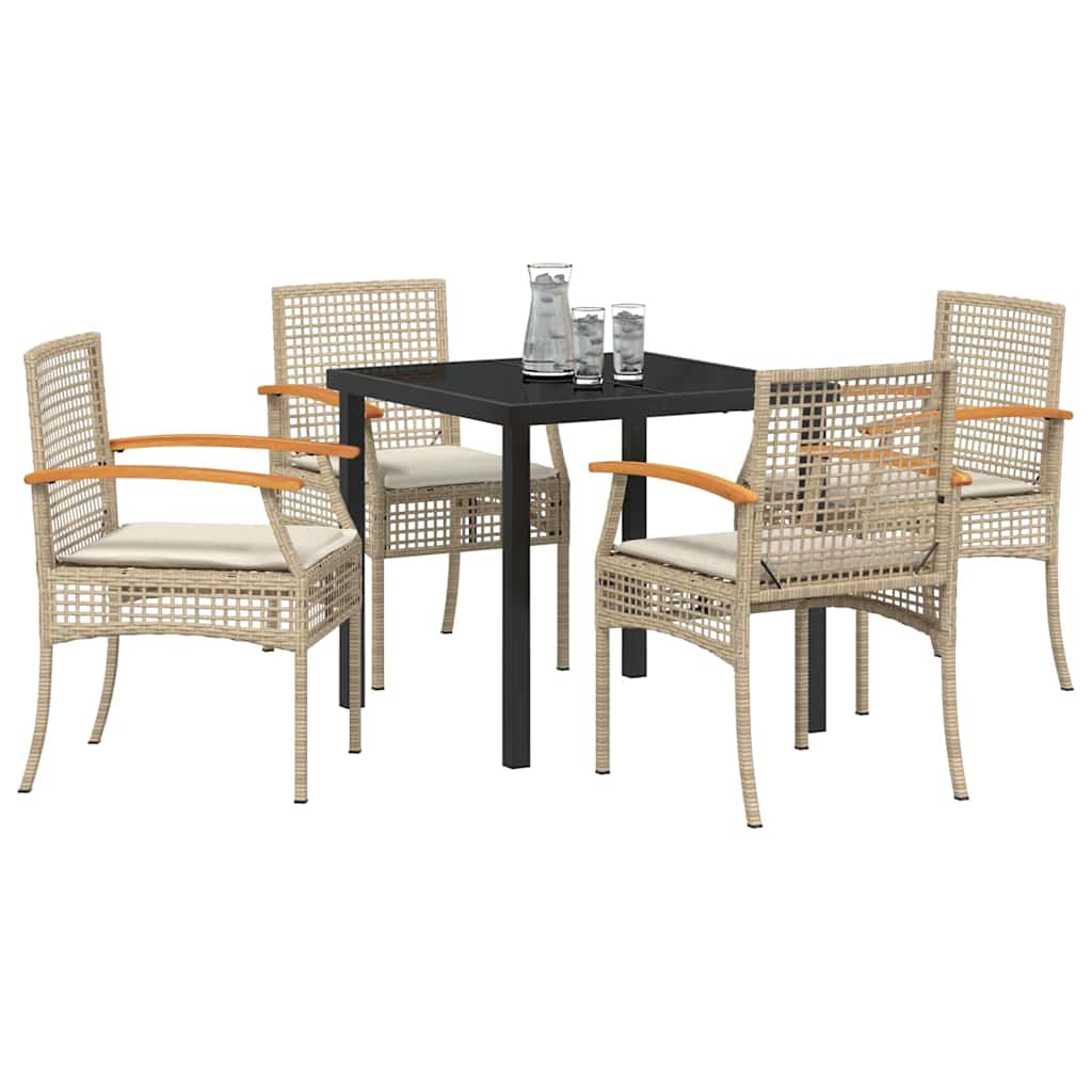 Garden Dining Set 5 pcs Beige Poly Rattan