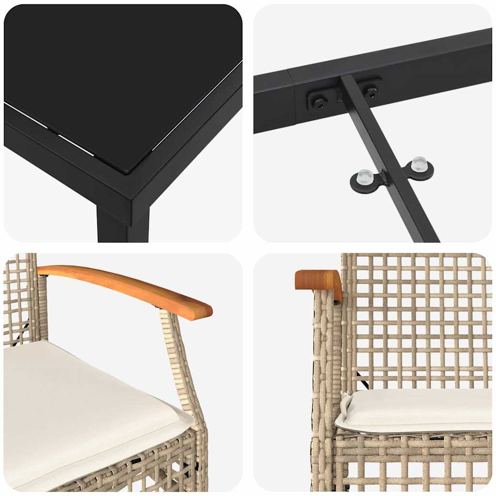 Garden Dining Set 5 pcs Beige Poly Rattan