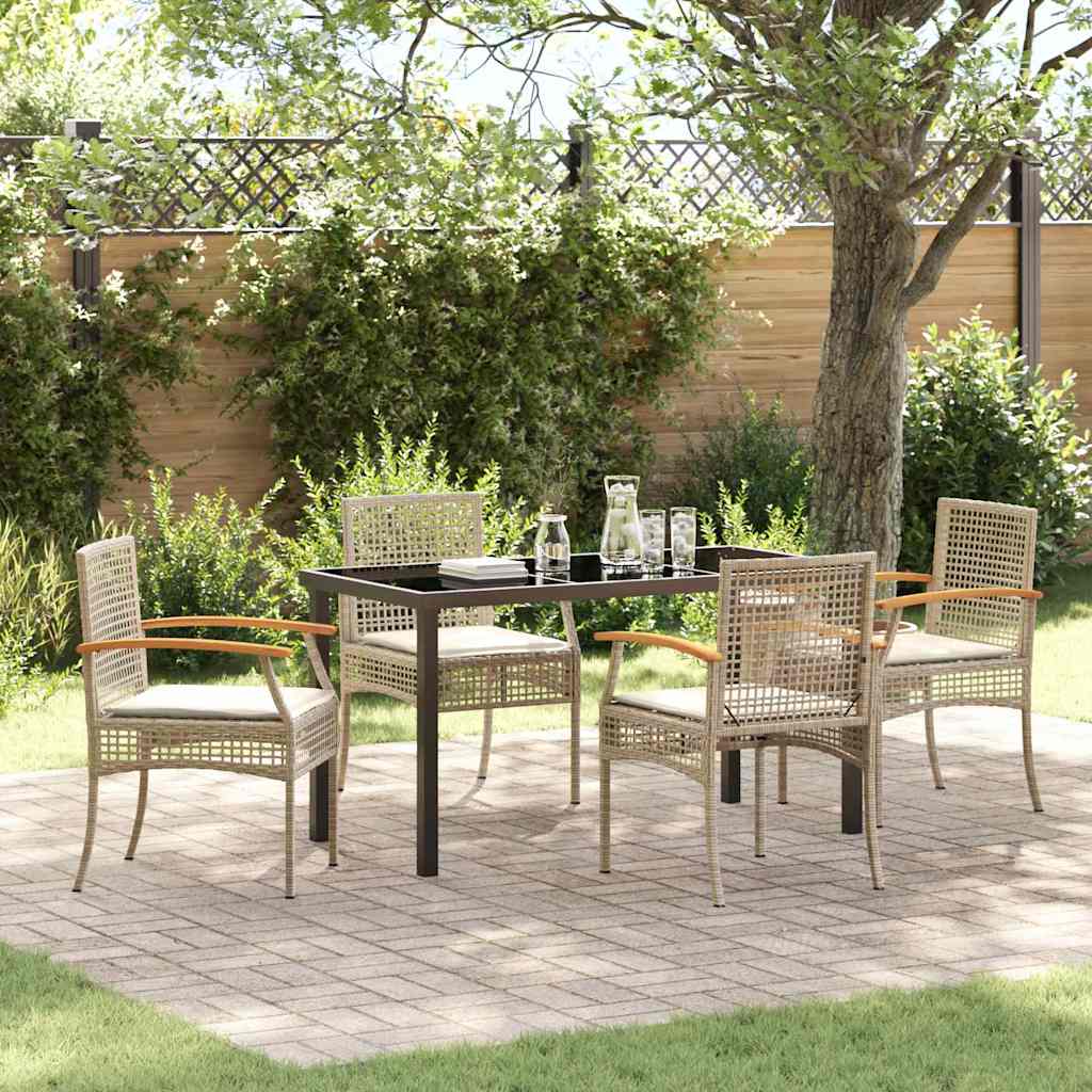 Garden Dining Set 5 pcs Beige Poly Rattan