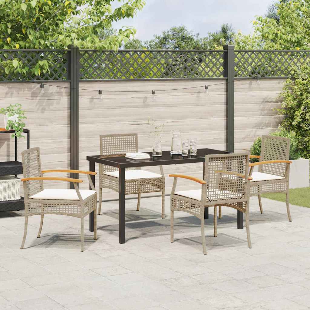Garden Dining Set 5 pcs Beige Poly Rattan