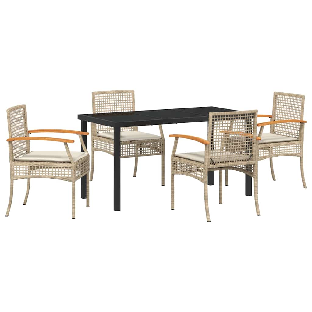 Garden Dining Set 5 pcs Beige Poly Rattan