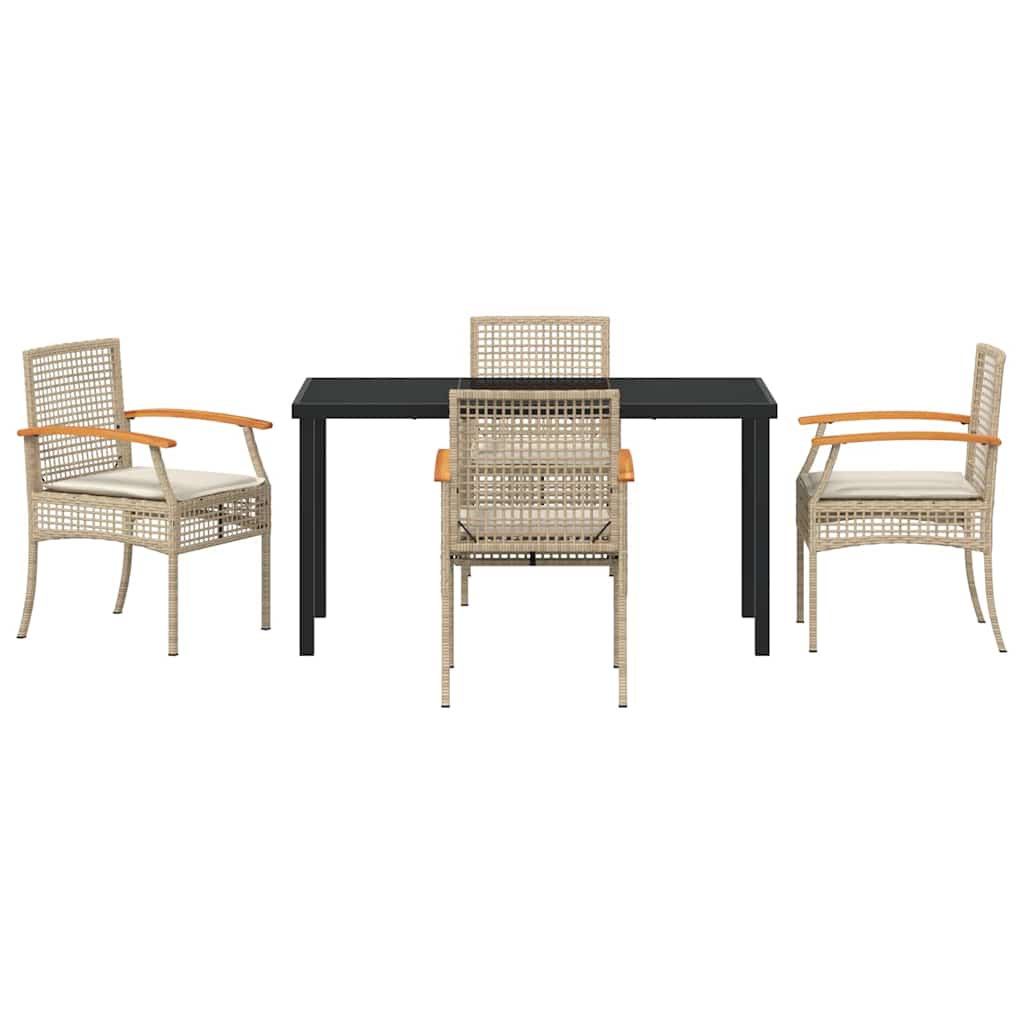 Garden Dining Set 5 pcs Beige Poly Rattan