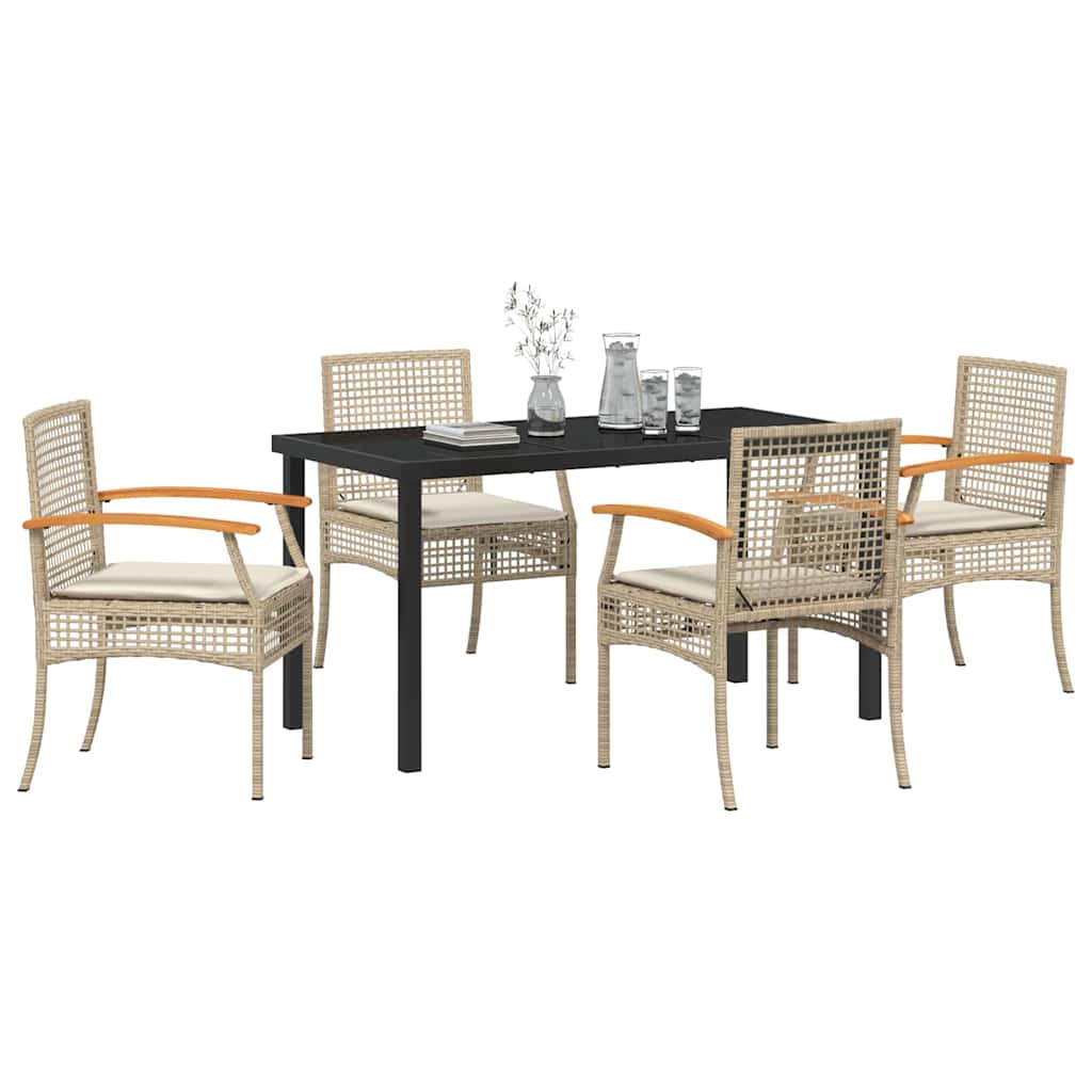 Garden Dining Set 5 pcs Beige Poly Rattan