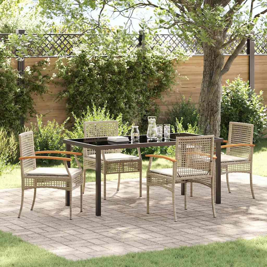 Garden Dining Set 5 pcs Beige Poly Rattan