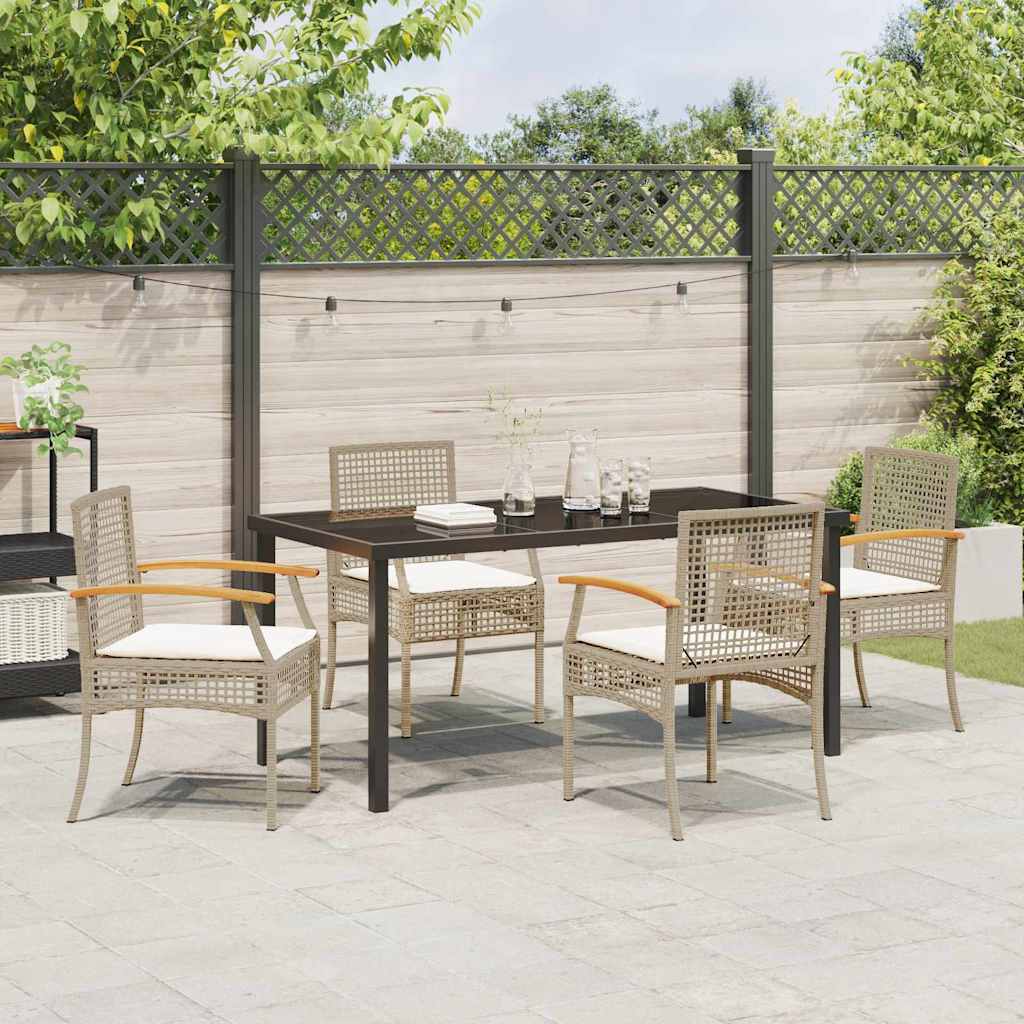 Garden Dining Set 5 pcs Beige Poly Rattan