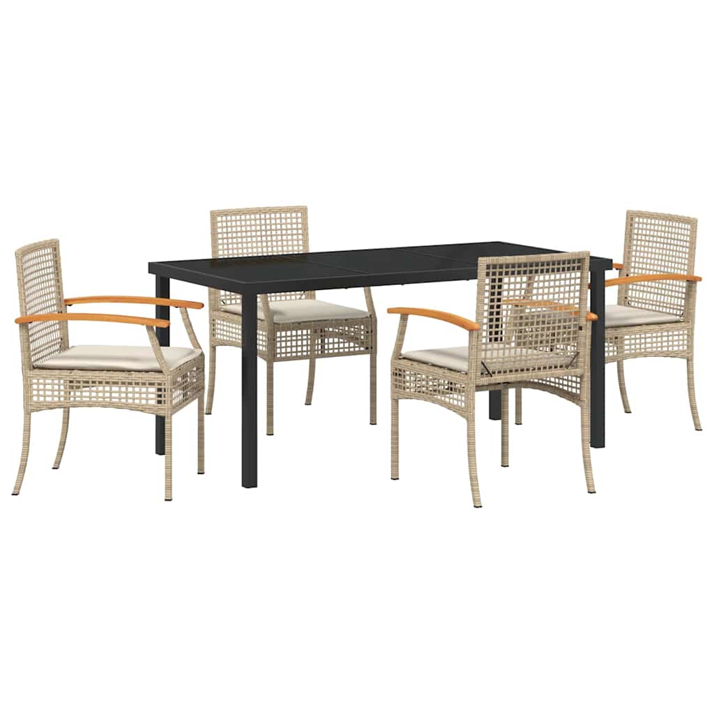 Garden Dining Set 5 pcs Beige Poly Rattan