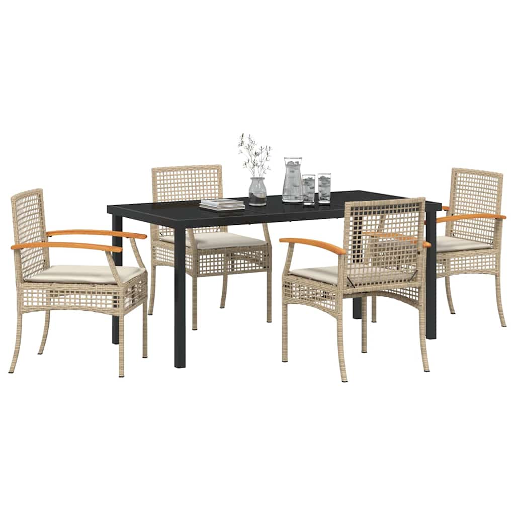 Garden Dining Set 5 pcs Beige Poly Rattan