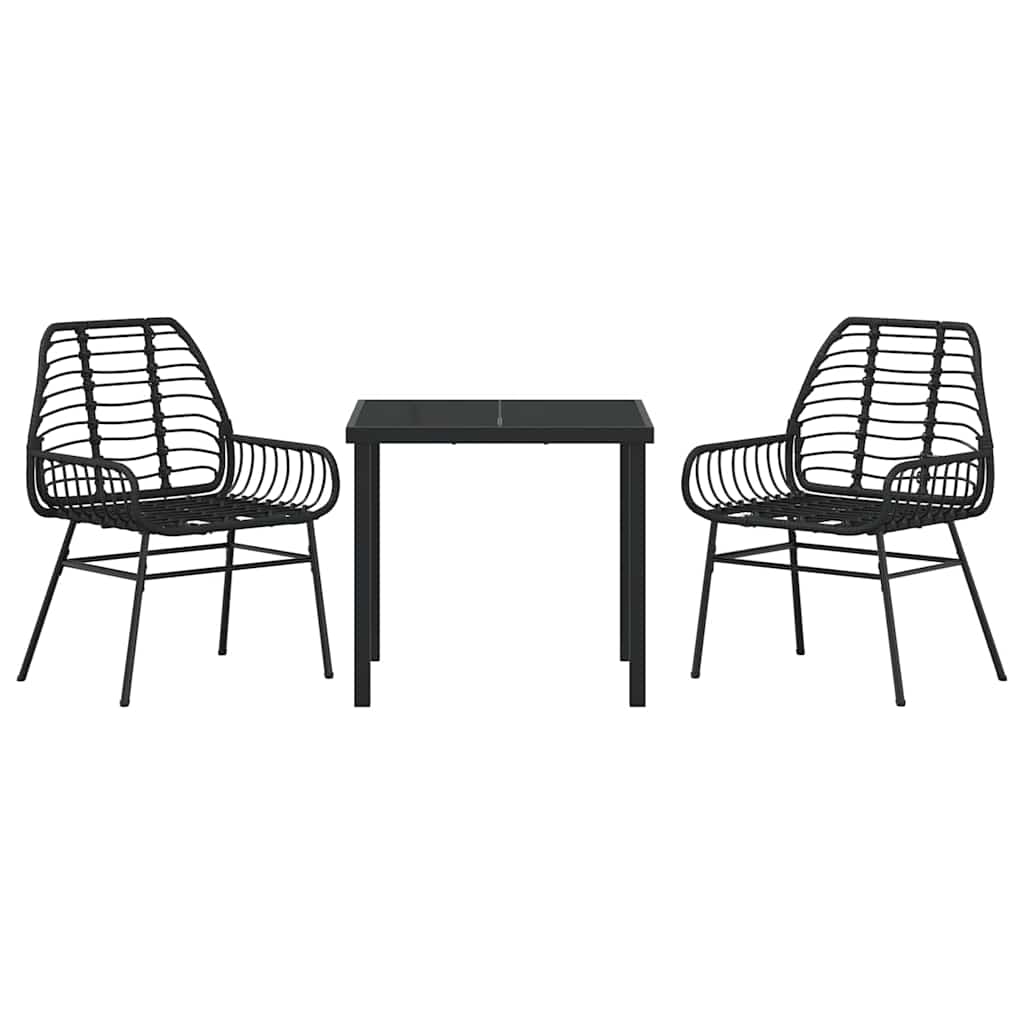 Garden Dining Set 3 pcs Black Poly Rattan