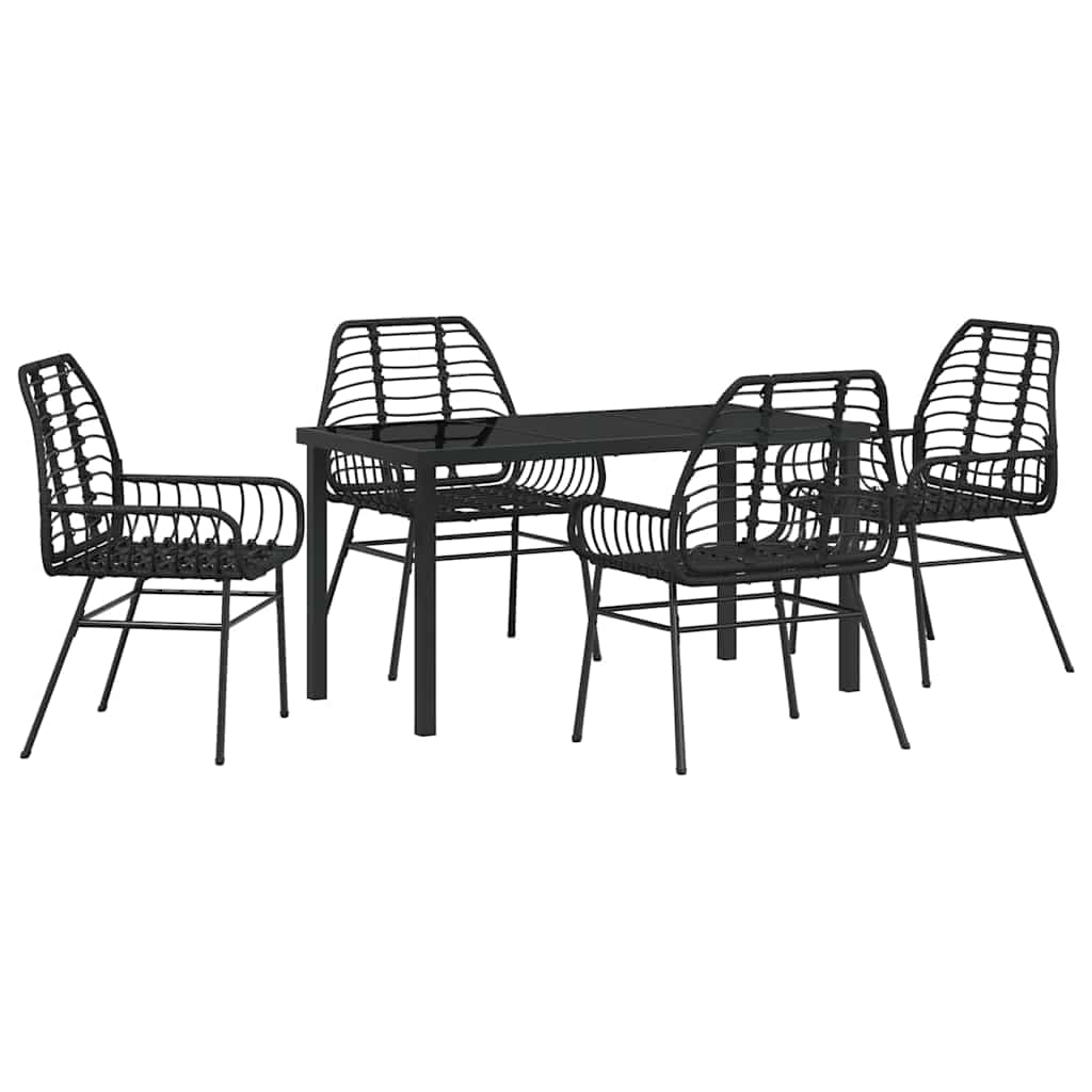 Garden Dining Set 5 pcs Black Poly Rattan