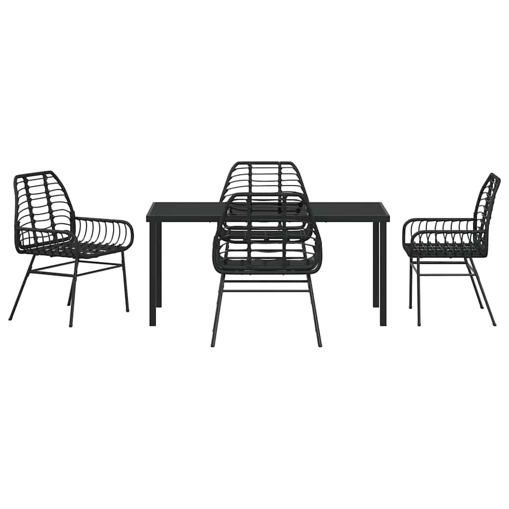 Garden Dining Set 5 pcs Black Poly Rattan