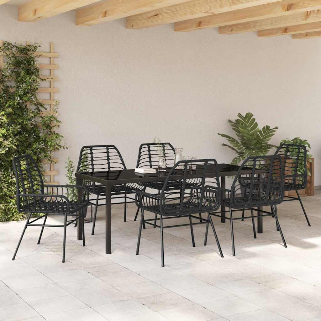 Garden Dining Set 7 pcs Black Poly Rattan