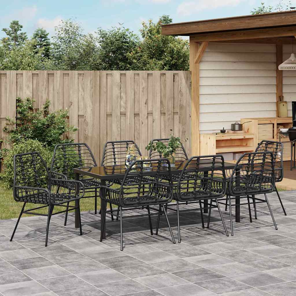 Garden Dining Set 9 pcs Black Poly Rattan