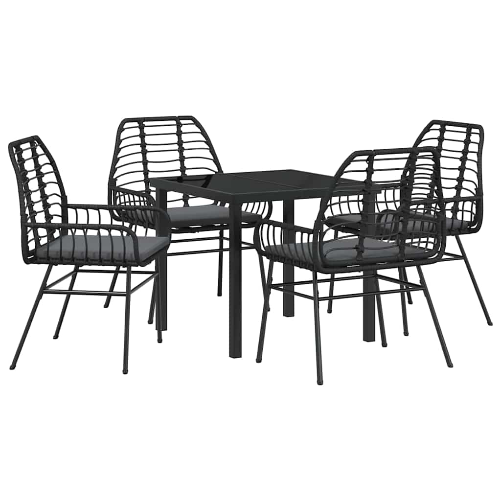 Garden Dining Set 5 pcs Black Poly Rattan