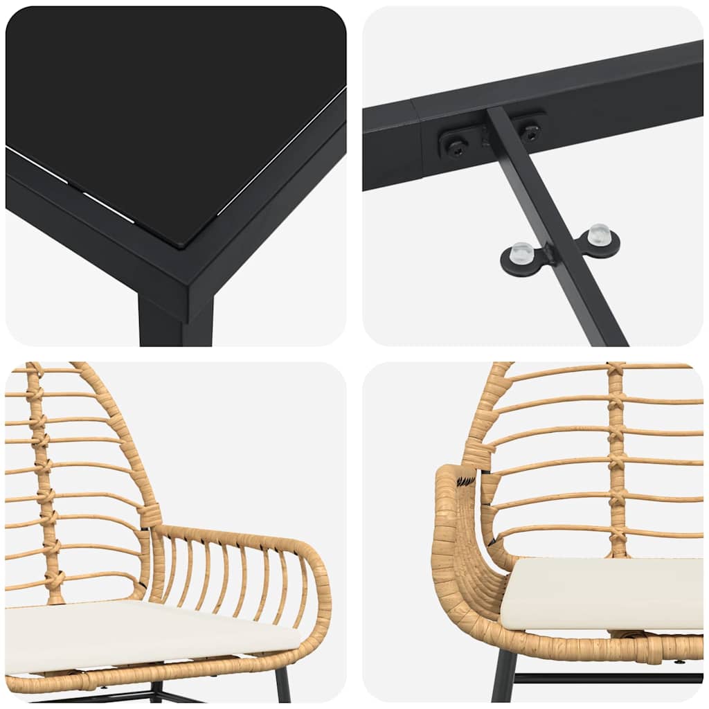 Garden Dining Set 5 pcs Brown Poly Rattan