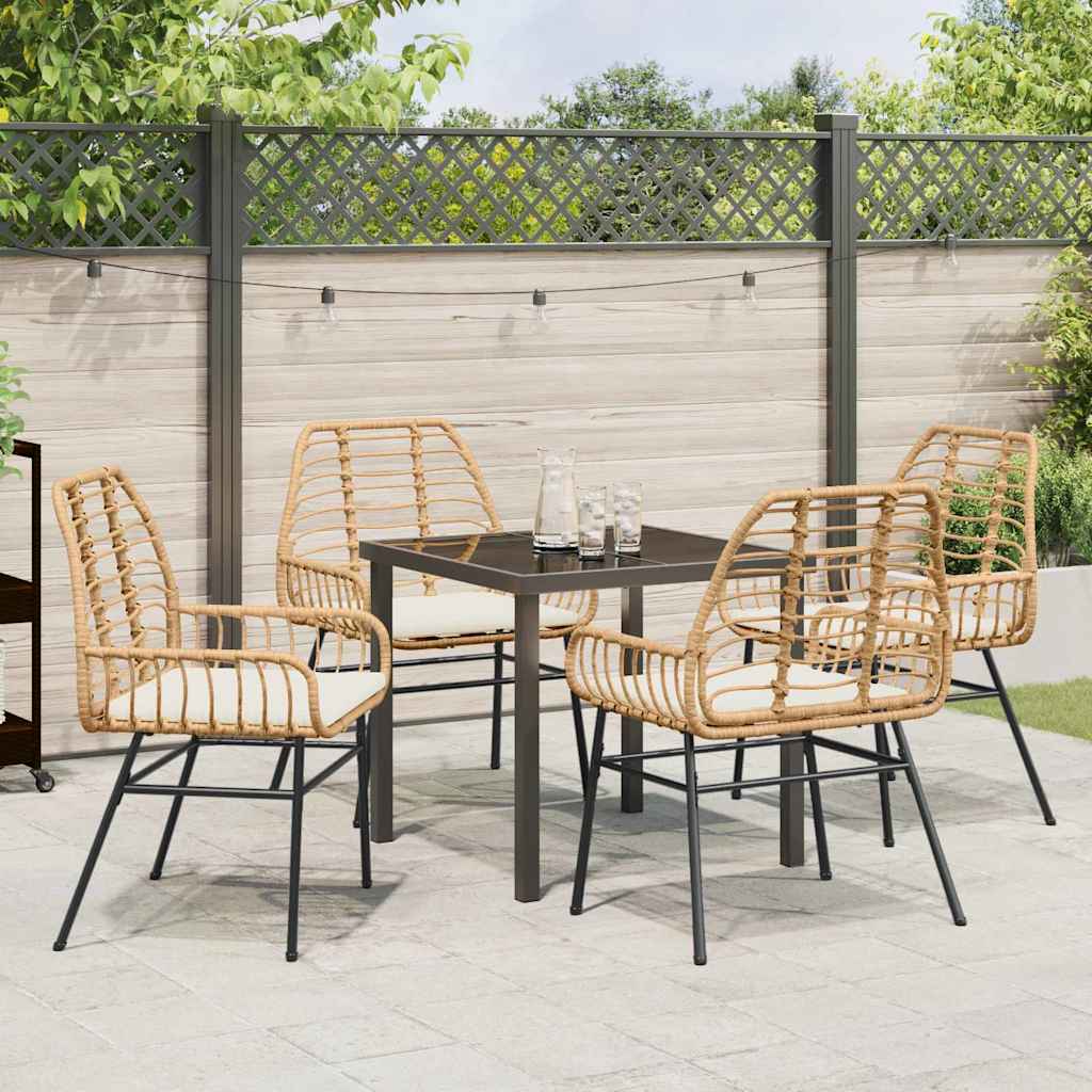 Garden Dining Set 5 pcs Brown Poly Rattan