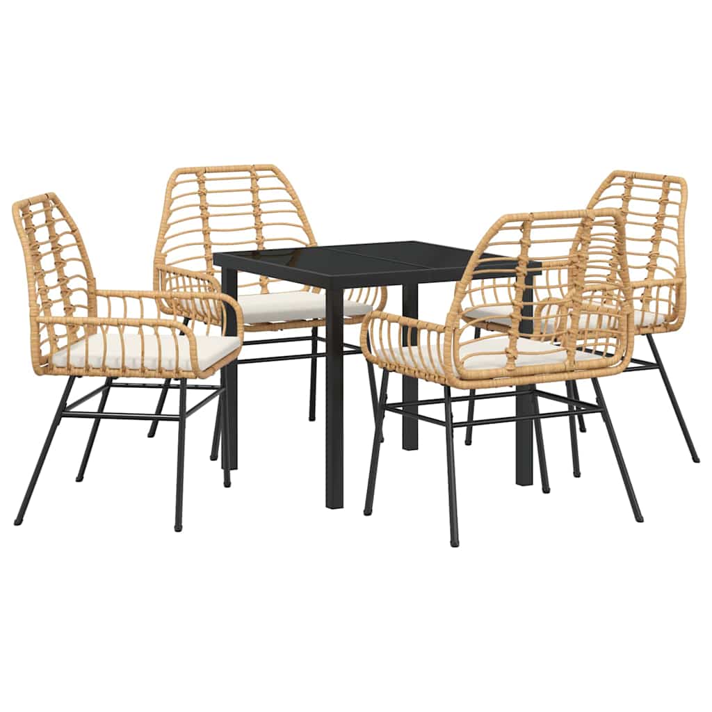 Garden Dining Set 5 pcs Brown Poly Rattan