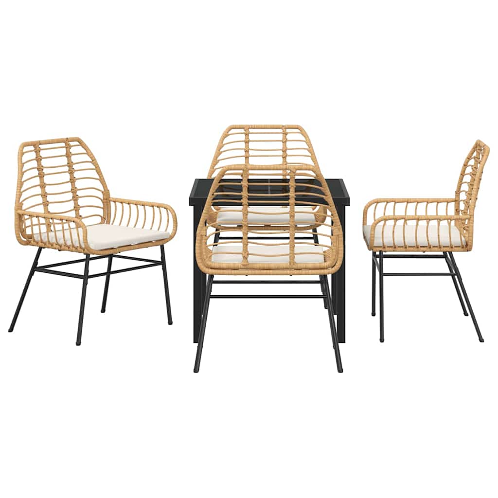 Garden Dining Set 5 pcs Brown Poly Rattan