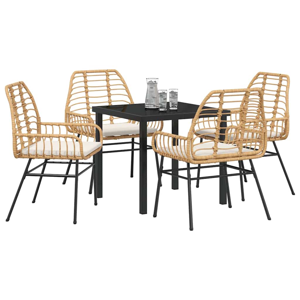 Garden Dining Set 5 pcs Brown Poly Rattan
