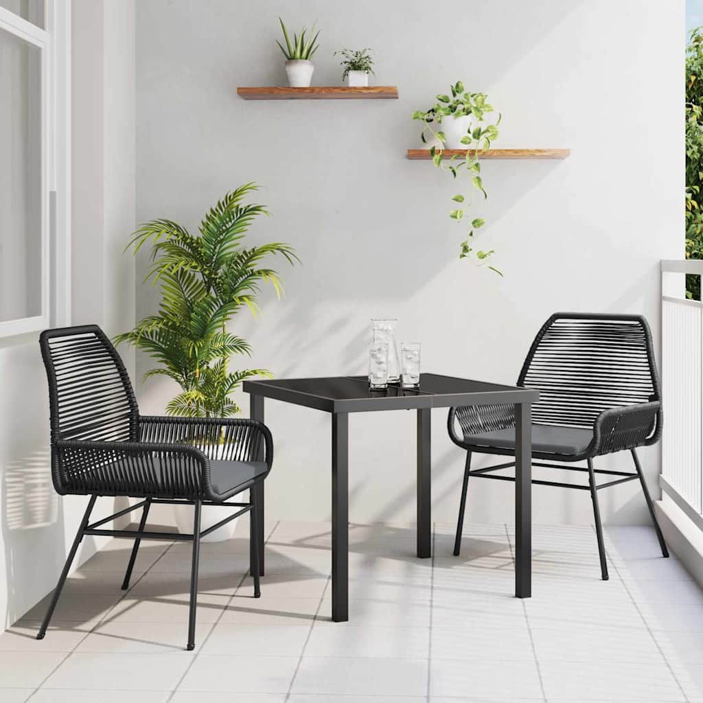 Garden Dining Set 3 pcs Black Poly Rattan