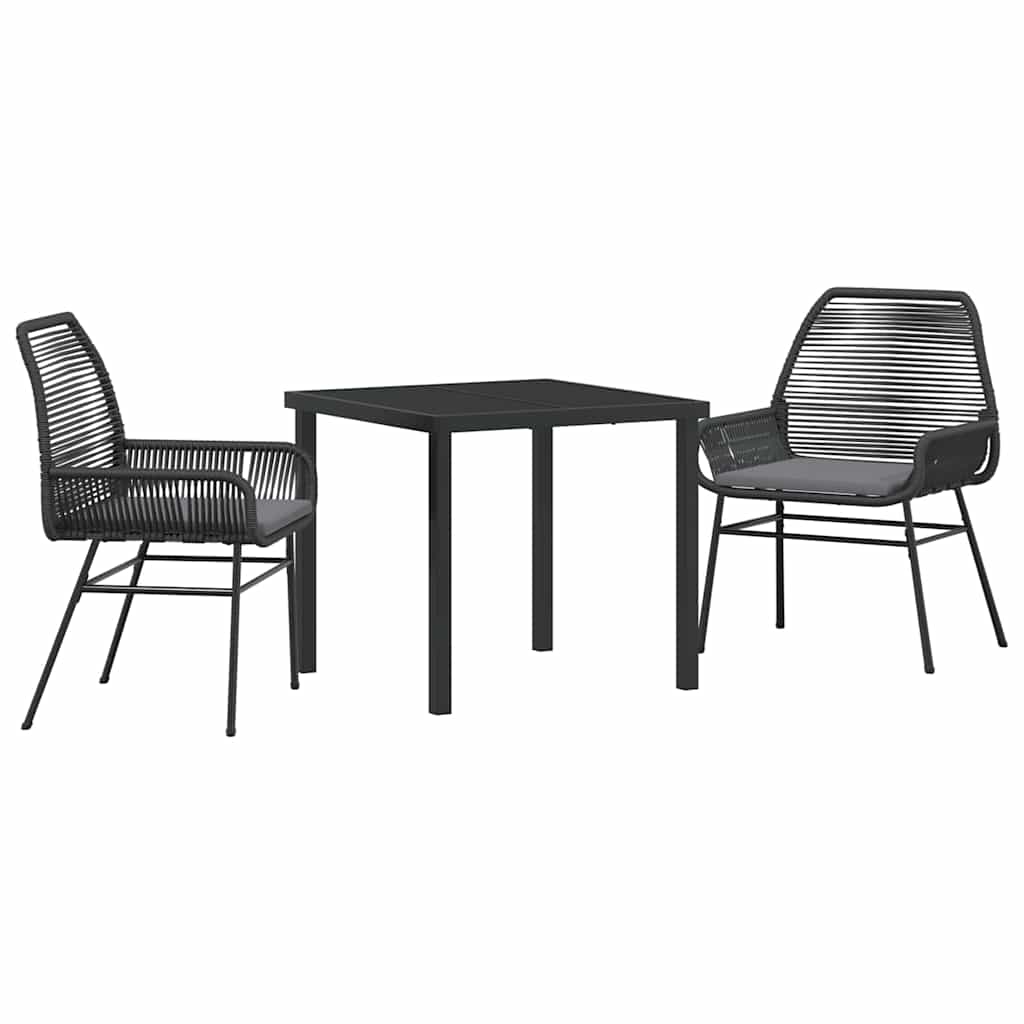 Garden Dining Set 3 pcs Black Poly Rattan