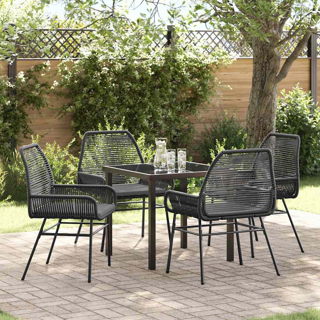 Garden Dining Set 5 pcs Black Poly Rattan
