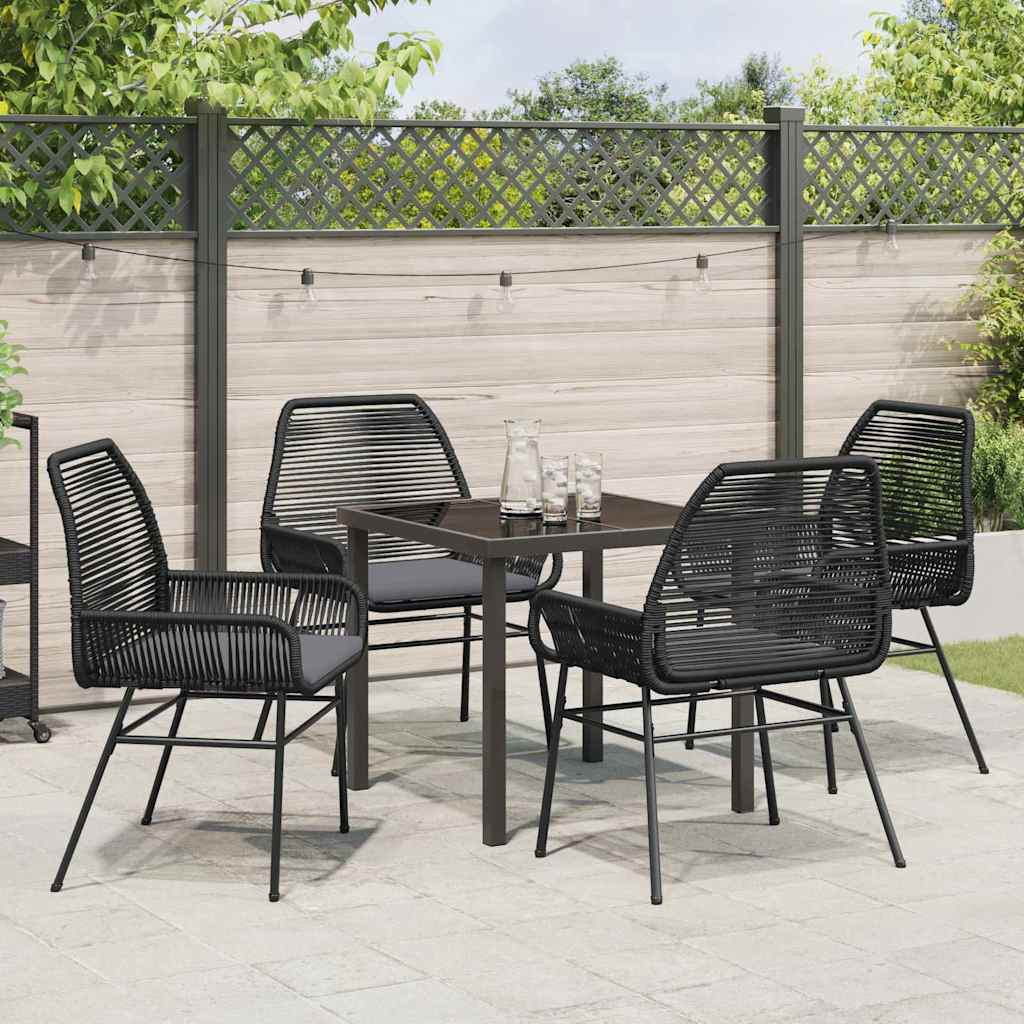 Garden Dining Set 5 pcs Black Poly Rattan